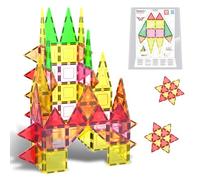 PicassoTiles Magnet Tile Building Block Set Magnetic Construction Square Triangle Tiles Toy Kit Sparking Creativity Geometric Shapes STEM Educational Learning Brain Development Kids Ages