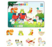 PicassoTiles Magnet Tile Building Blocks 8 Magnetic Farm Animal Action Figures Characters Construction Tiles Compatible Pretend Play Preschool Toy STEM Education Learning Girls Boys Ages 3+ PTA27