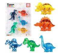 PicassoTiles Magnet Tile Dinosaur Action Figure Playset Mix or Match Compatible Prehistoric Parts STEM Magnetic Tiles for Creative Building