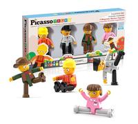 PicassoTiles Magnetic 4pc Profession Character Action Figures Toddler Toy Set Magnet Expansion Pack Educational Add-on STEM Learning Kit Pretend Playset for Construction Building Block Tiles PTA02