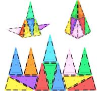 PicassoTiles Magnetic Building Block Set Isosceles Triangle Magnet Tiles Construction Toy STEM Learning Kit Educational Playboard Prek Pretend Play Stacking Blocks Child Brain Development PTE03