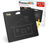 PicassoTiles Magnetic Drawing Board 748 Beads Pad Large 12x10 Inch STEM Writing Toy Reusable Erasable Educational Tablet for Toddlers Kids Age 3 Plus Magnet Learning Tool Brain Development PTB01BLK