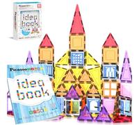 PicassoTiles Magnetic Tiles Magnet Tile Building Blocks Construction Set with 110+ Page IdeaBook Included STEM Learning Toys Toddlers Educational Fun Pretend Play Kids Boys Girls Sensory Toys Ages 3+