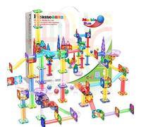 PicassoTiles Marble Run 150-Piece Magnetic Tile Race Track Toy Play Set STEM Building & Learning Educational Magnet Construction Kit Child Brain Development Toys Boys Girls Age 3 4 5 6 7 8+ Years Old