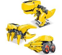 PicassoTiles STEM Kids Solar Powered Dinosaur Robot Educational Learning Engineering Building Toy 3-in-1 Creative Unique Transformation Renewable Sun Energy Science Experiment DIY Kit Boy Girl Age 8+