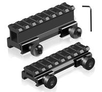 Picatinny Riser Mounts, Inch High Profile & 1/2 Inch Low Profile 8 Slots Picatinny Rail Riser Mount with See Through Design for Scopes Optics Red Dots - 2 Pack (Include 1" & 0.5" Riser Mount)