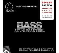 Picato 96658S 4-String Stainless Steel Flat Wound 45-100 Short Scale Bass Guitar Strings, Set of 4 Pieces