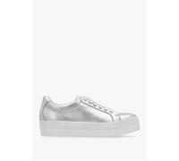 Piccadilly Circus Silver Leather Flatform Trainers - Silver Leather / 37
