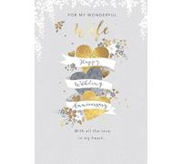 Piccadilly Greetings Anniversary Card, For My Wife Happy Wedding Anniversary - 9 x 6 inches