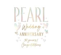 Piccadilly Greetings Anniversary Card, Pearl Wedding Anniversary - 8 x 6 inches