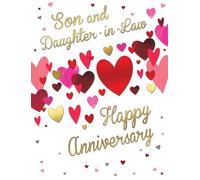 Piccadilly Greetings Anniversary Card, Son & Daughter-in-Law Hearts - 8 x 6 inches