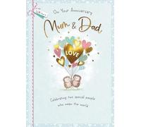 Piccadilly Greetings Anniversary Card, To Mum & Dad on Your Anniversary - 9 x 6 inches