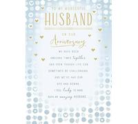 Piccadilly Greetings Anniversary Card, To My Wonderful Husband - 9 x 6 inches