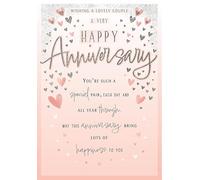 Piccadilly Greetings Anniversary Card, Wishing a Lovely Couple a Very Happy Anniversary - 9 x 6 inches