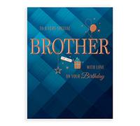 Piccadilly Greetings Avant Garde Studios Birthday Card Brother - 8 x 6 inches, H90035,blue|beige|brown