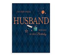 Piccadilly Greetings Avant Garde Studios Birthday Card Husband - 8 x 6 inches, H90044,blue|beige