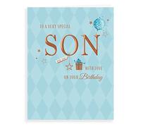 Piccadilly Greetings Avant Garde Studios Classic Birthday Card Son - 8 x 6 inches, blue|white|brown
