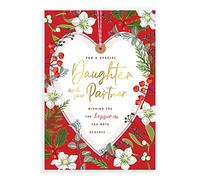 Piccadilly Greetings Avant Garde Studios Traditional Christmas Card Daughter & Partner - 9 x 6 inches, H95006, red|yellow