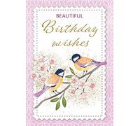 Piccadilly Greetings Beautiful Birthday Wishes Card Birds - 7 x 5 inches