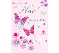 Piccadilly Greetings BEAUTIFUL GLITTER COATED BUTTERFLIES TO A SPECIAL NAN BIRTHDAY GREETING CARD