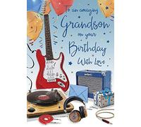 Piccadilly Greetings Birthday Card Grandson - 9 x 6 inches - Regal Publishing, C80444,yellow|brown|blue