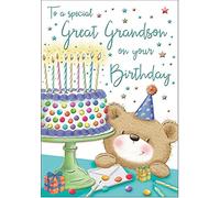 Piccadilly Greetings Birthday Card Great Grandson - 9 x 6 inches - Regal Publishing C80096, oak|black|yellow|grey|blue