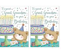 Piccadilly Greetings Birthday Card Great Grandson - 9 x 6 inches - Regal Publishing C80096, oak|black|yellow|grey|blue (Pack of 2)