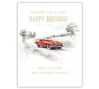 Piccadilly Greetings Birthday Card Him - Birthday Card for Him - Classic Car Design - 8 x 6 inches