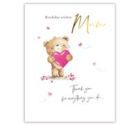 Piccadilly Greetings Birthday Card Mum - Mum Birthday Card - Cute Teddy Bear Design - 8 x 6 inches