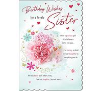Piccadilly Greetings Birthday Card Sister - 9 x 6 inches - Regal Publishing,pink|red|white