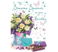 Piccadilly Greetings Birthday Card Someone Special - 9 x 6 inches - Regal Publishing, blue|silver|black|beige|brown|purple