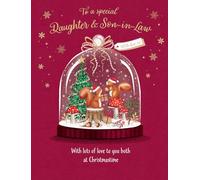 Piccadilly Greetings Character Christmas Card, Couple Daughter & Son in Law, Squirrels - 7 x 5 inches