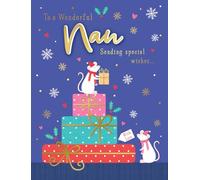 Piccadilly Greetings Character Christmas Card, Nan, Mice - 8 x 6 inches