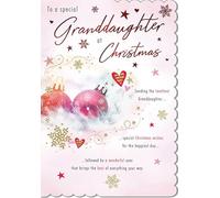 Piccadilly Greetings Christmas Card Classic To a Special Granddaughter Baubles - 9 x 6 inches