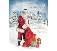 Piccadilly Greetings Christmas Card Classic To A Wonderful Family Santa scene - 8 x 6 inches