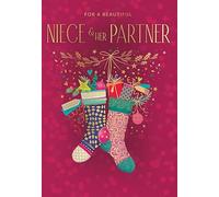 Piccadilly Greetings Christmas Card For a Beautiful Niece & her Partner Stockings - 9 x 6 inches