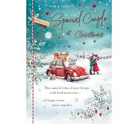 Piccadilly Greetings Christmas Card For a Very Special Couple Car couple - 9 x 6 inches