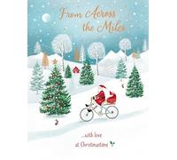 Piccadilly Greetings Christmas Card From Across The Miles Bike Santa - 8 x 6 inches