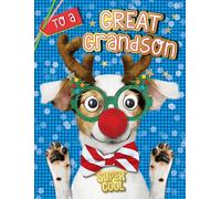 Piccadilly Greetings Christmas Card Great Grandson Super Cool Crazy dog - 8 x 6 inches