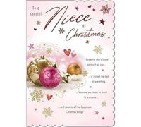 Piccadilly Greetings Christmas Card, Niece, Baubles - 9 x 6 inches