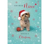 Piccadilly Greetings Christmas Card, Niece, dog - 8 x 6 inches