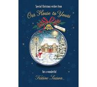 Piccadilly Greetings Christmas Card Special Wishes From Our House To Yours Bauble scene - 9 x 6 inches