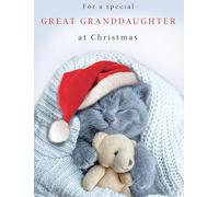 Piccadilly Greetings Christmas Card To a Special Great Granddaughter Kitty Grey cat - 8 x 6 inches