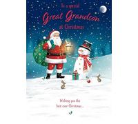 Piccadilly Greetings Christmas Card To a Special Great Grandson Santa & Snowman - 9 x 6 inches