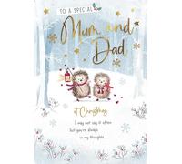 Piccadilly Greetings Christmas Card To a Special Mum & Dad Hedgehog Pair - 9 x 6 inches