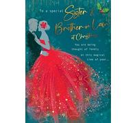 Piccadilly Greetings Christmas Card To a Special Sister & Brother In Law Red dress - 9 x 6 inches