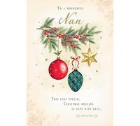 Piccadilly Greetings Christmas Card To a Wonderful Nan 3 Baubles - 9 x 6 inches