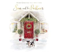 Piccadilly Greetings Christmas Card To a Wonderful Son & Partner Red door - 8 x 6 inches