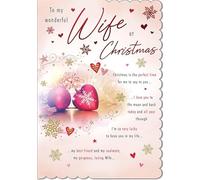 Piccadilly Greetings Christmas Card To my Wonderful Wife heart bauble - 9 x 6 inches