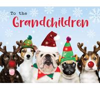 Piccadilly Greetings Christmas Card To The Grandchildren Fun dogs - 8 x 6 inches